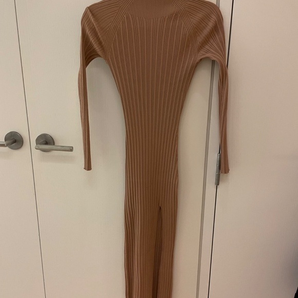 Thankful Soul Ribbed Mock Neck Midi Dress - TAN color! - Picture 5 of 6